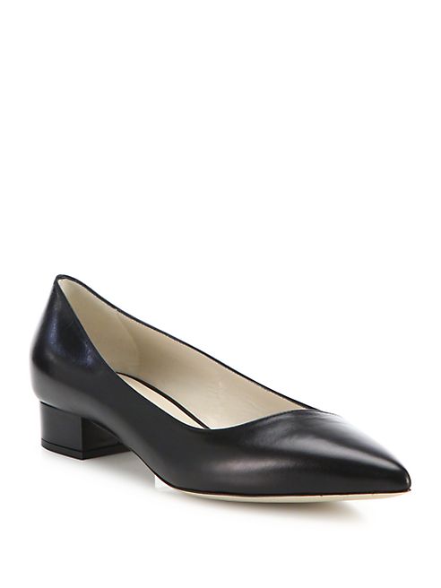 Giorgio Armani - Asymmetrical Leather Block Heel Ballet Flats