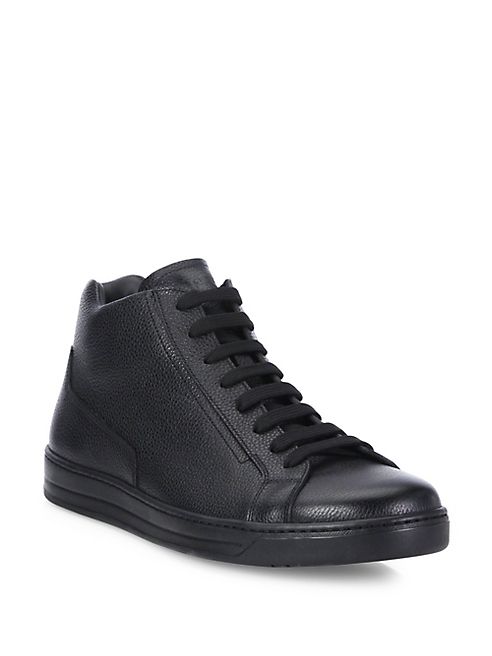 Prada - Grained Leather High-Top Sneakers