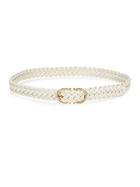 Salvatore Ferragamo - Small Gancini Interwoven Leather Belt/White