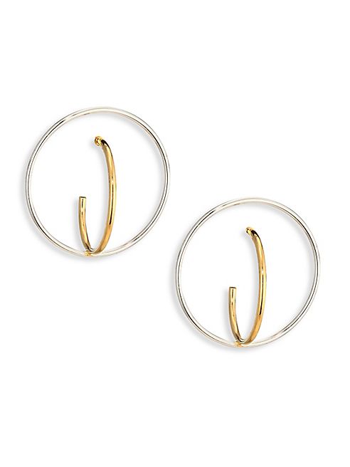 Charlotte Chesnais - Saturn Medium Two-Tone Hoop Earrings/0.75