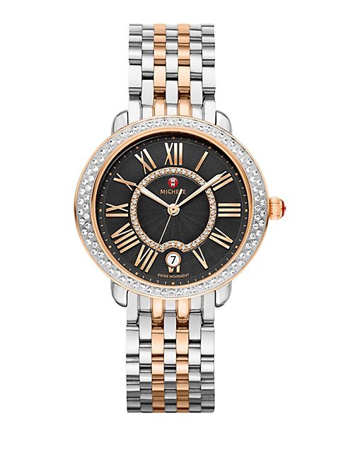 Michele Watches - Serein 16 Diamond, 18K Rose Gold & Stainless Steel Bracelet Watch