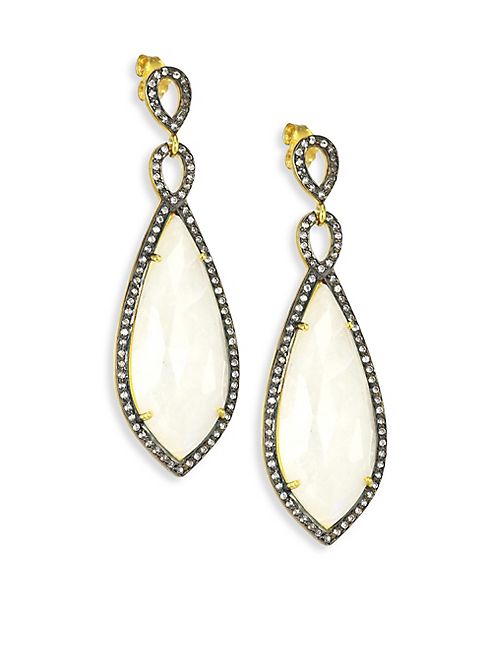 Chan Luu - Moonstone & Lab White Topaz Drop Earrings