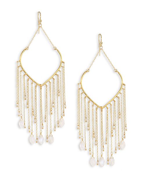 Chan Luu - Moonstone Fringe Chandelier Earrings