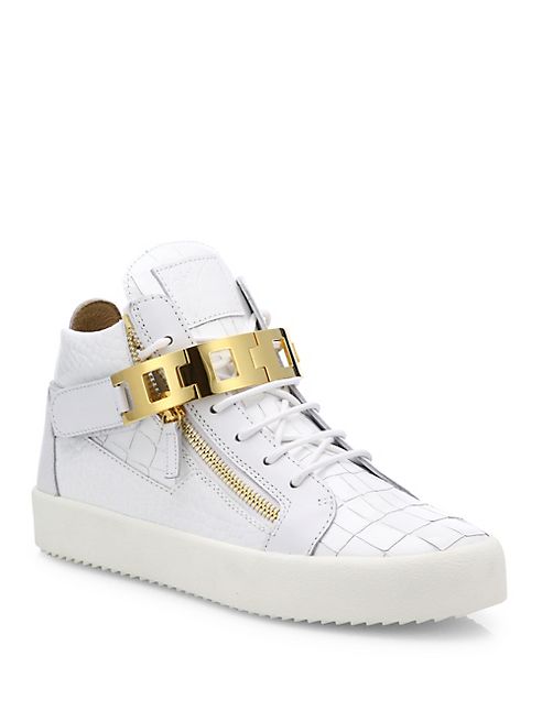 Giuseppe Zanotti - Embossed Leather High-Top Sneakers
