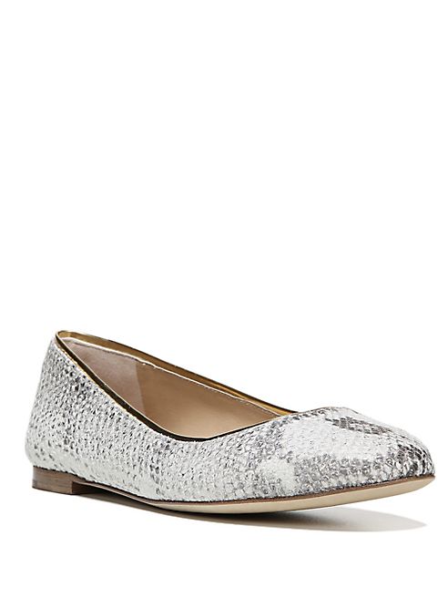 Diane von Furstenberg - Cambridge Metallic Python-Embossed Leather Flats