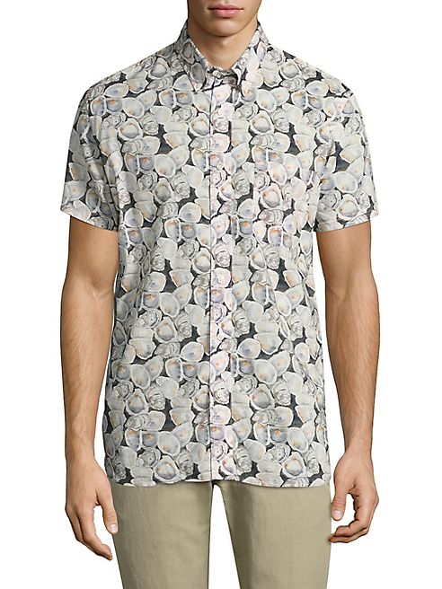 Billy Reid - Oyster Printed Short Sleeve Shirt