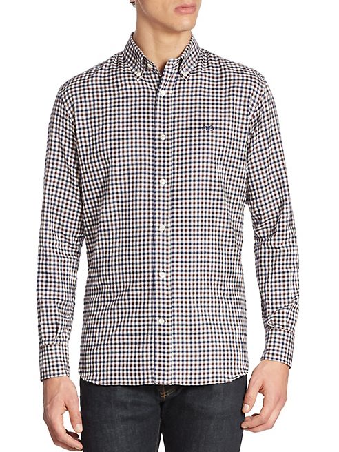 Salvatore Ferragamo - Textured Gingham Button-Down Shirt