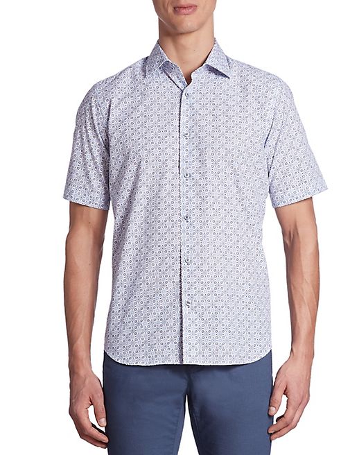 Saks Fifth Avenue Collection - Short Sleeve Mixed-Printed Shirt