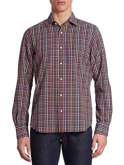 Saks Fifth Avenue Collection - Seersucker Gingham Checked Shirt