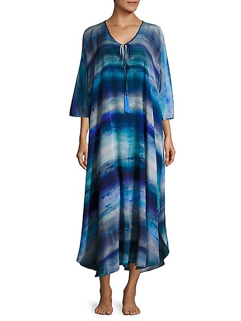 Josie Natori - Three-Quarter Sleeve Silk Caftan
