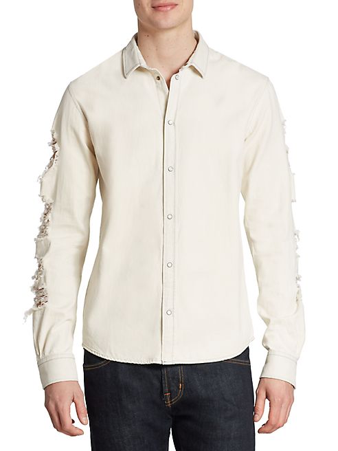 IRO - Distressed Woven Cotton Button-Down Shirt