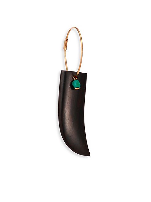 GINETTE NY - Ebene 18K Rose Gold, Ebony & Turquoise Single Horn Hoop Earring/1.5