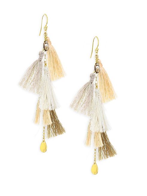 Chan Luu - Smokey Quartz & Multi-Tassel Drop Earrings