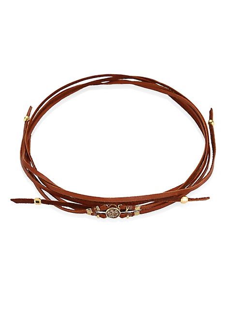 Chan Luu - Rose Gold Agate & Leather Choker