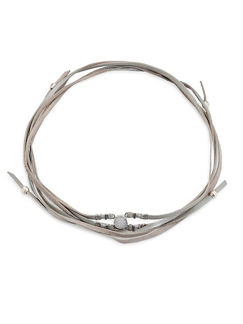 Chan Luu - Rainbow Agate & Leather Wrap Bracelet/Choker