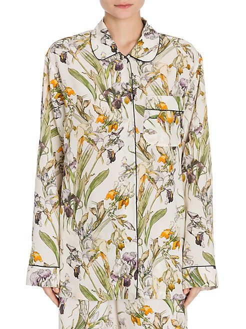 Alexander McQueen - Floral-Print Silk Pajama Top