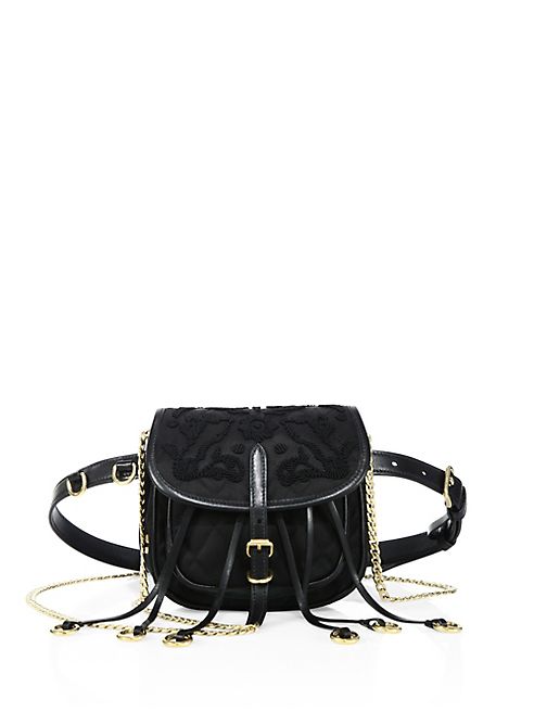 Prada - Floral-Embroidered Nylon Belt Bag
