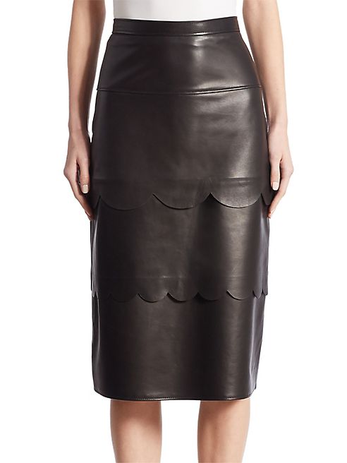 Altuzarra - Hyacinthe Scalloped Leather Pencil Skirt