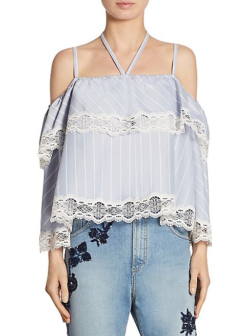 Jonathan Simkhai - Striped Poplin Off-the-Shoulder Blouse