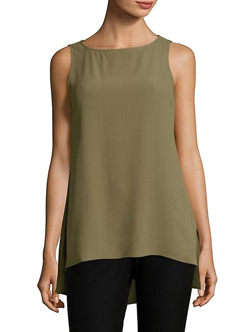 Eileen Fisher - Sleeveless Bateau Silk Top