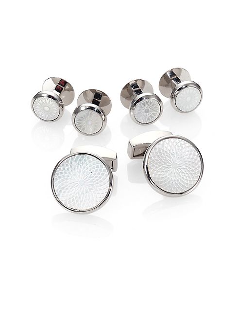 Tateossian - Mother of Pearl Rotondo Guill Stud Set