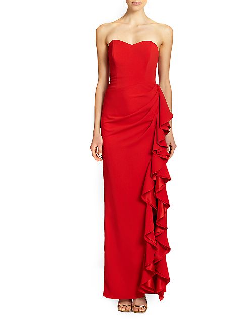 Badgley Mischka - Strapless Ruffle Gown