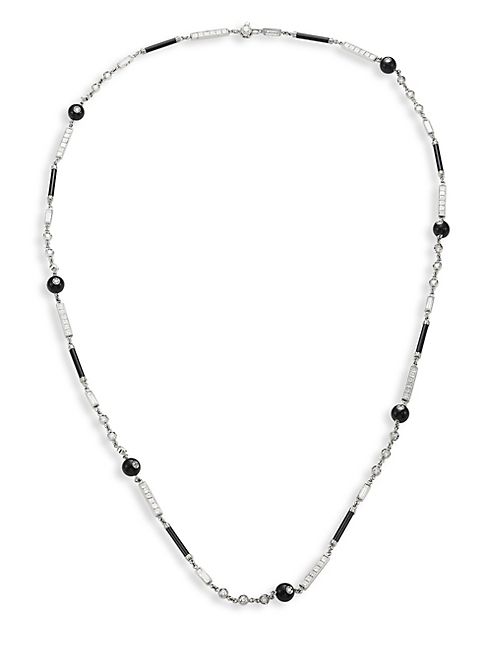 Fred Leighton - Deco Links Black Jade & Diamond Chain Necklace