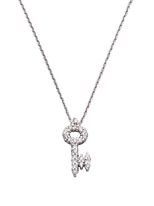 Roberto Coin - Tiny Treasures Diamond & 18K White Gold Key Pendant Necklace