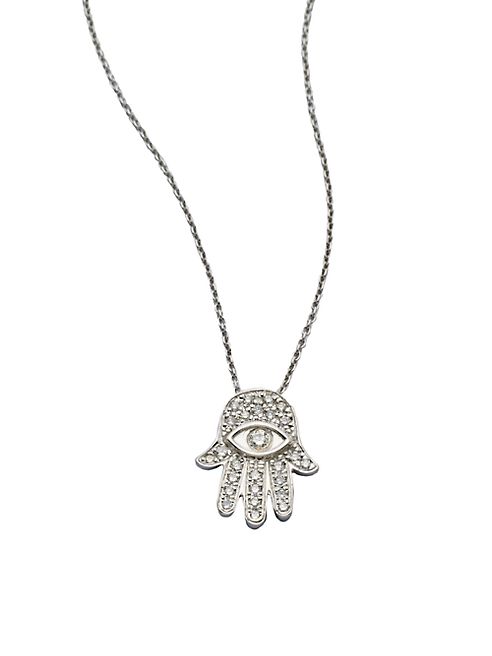 Roberto Coin - Tiny Treasures Diamond & 18K White Gold Hamsa Pendant Necklace