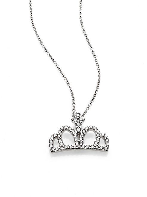 Roberto Coin - Tiny Treasures Diamond & 18K White Gold Crown Pendant Necklace