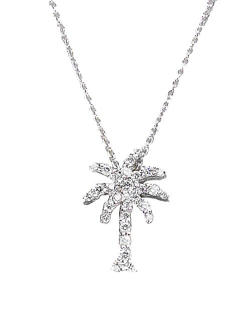Roberto Coin - Tiny Treasures Diamond & 18K White Gold Palm Tree Pendant Necklace