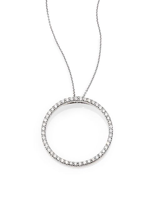 Roberto Coin - Tiny Treasures Diamond & 18K White Gold Large Circle Pendant Necklace