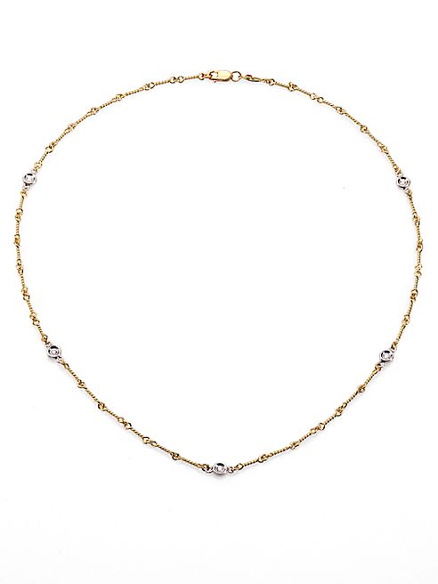 Roberto Coin - Diamond & 18K Yellow Gold Station Necklace/16