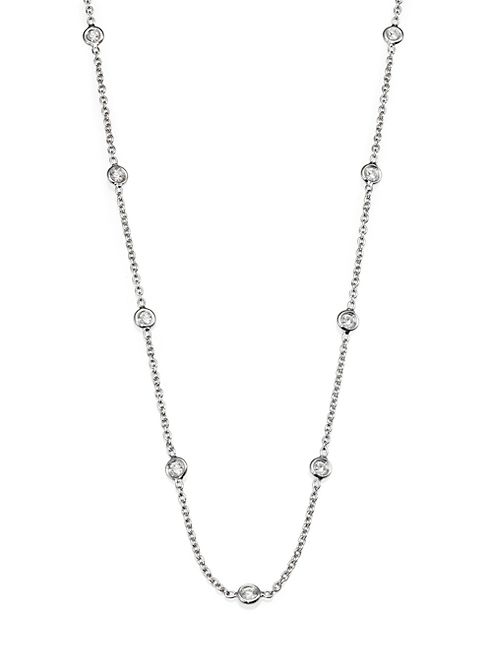 Roberto Coin - Diamond & 18K White Gold Station Necklace/36