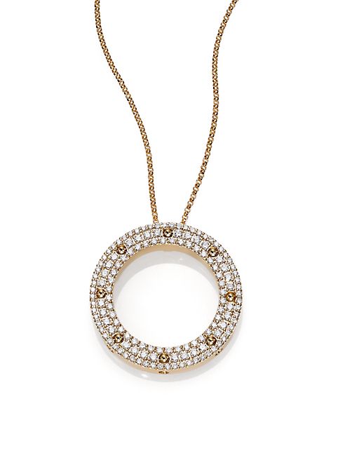 Roberto Coin - Pois Moi Diamond & 18K Yellow Gold Circle Pendant Necklace